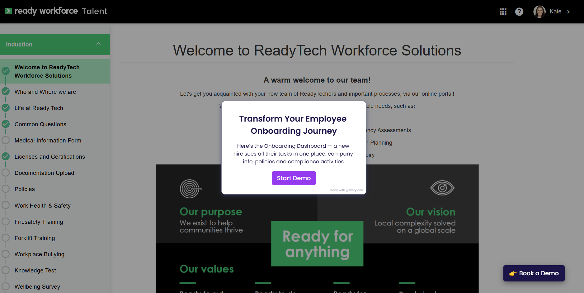 Talent interactive demo